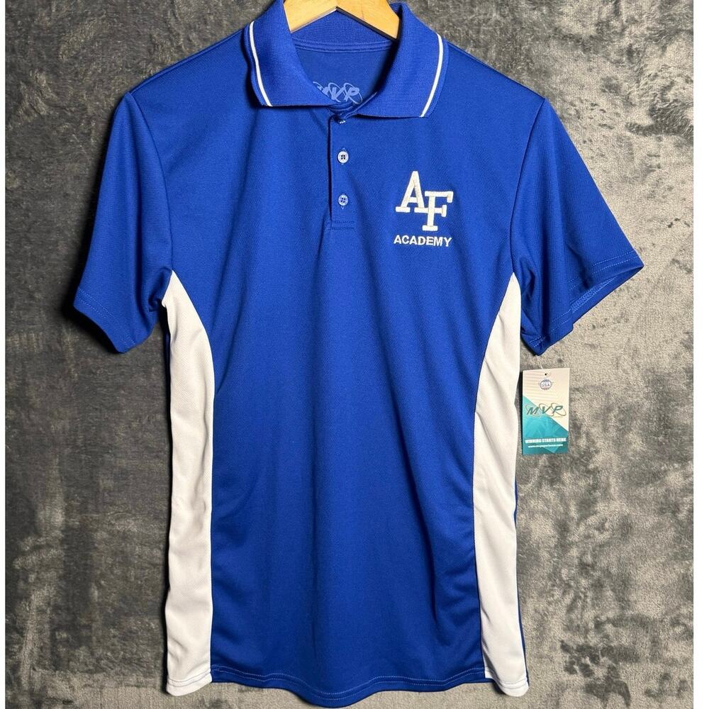 MVP Air Force Academy USAFA Polo Shirt Blue White Mens Medium MD NWT Made In USA